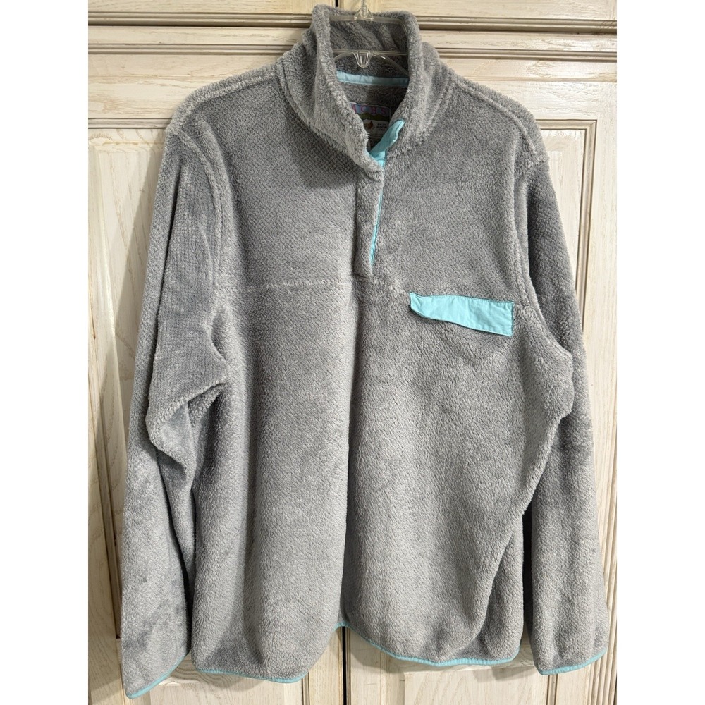 Jachs Cabin Sweater Womens 2XL Gray Blue Fleece‎ Mock Neck Pullover